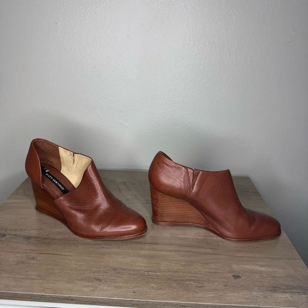 Matt Bernson Leather Half-d'orsay Wedge Bootie in Brown
